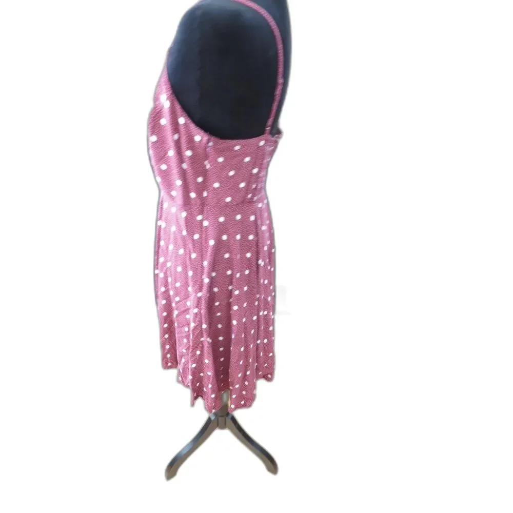 Old Navy Fit and Flare Polka Dot Cami Dress Burgundy/White Retro L EUC - Picture 6 of 8